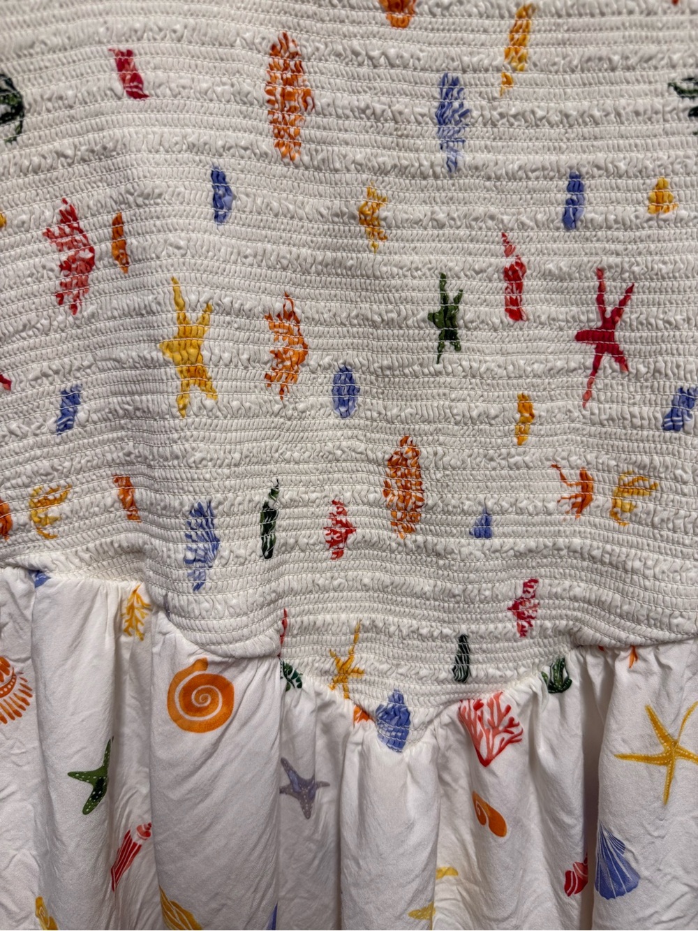 XL White Patterned Maxi Dress. Ocean/Sea Themed Print - Picture 2 of 5